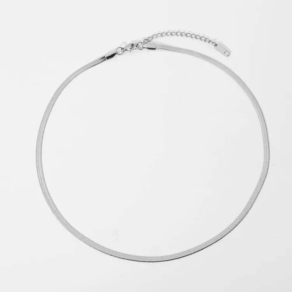 Silver Herringbone Necklace
